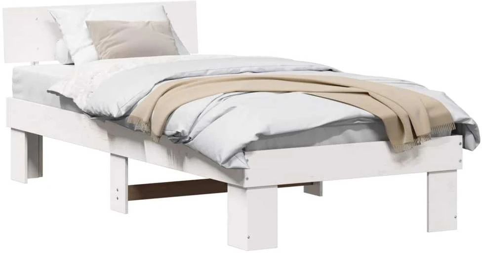 Lova Lovos rėmas Balta 90 x 200 cm Kietos pušies mediena