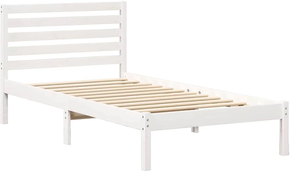 Lova Lovos rėmas Balta 90 x 200 cm Kietos pušies mediena