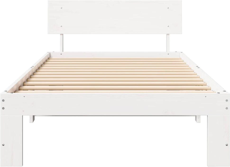 Lova Lovos rėmas Balta 90 x 200 cm Kietos pušies mediena