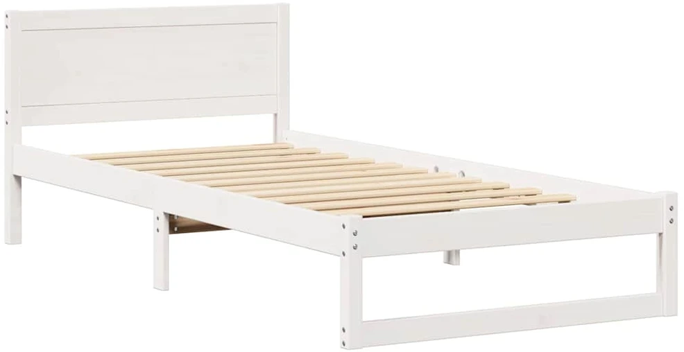 Lova Lovos rėmas Balta 90 x 200 cm Kietos pušies mediena