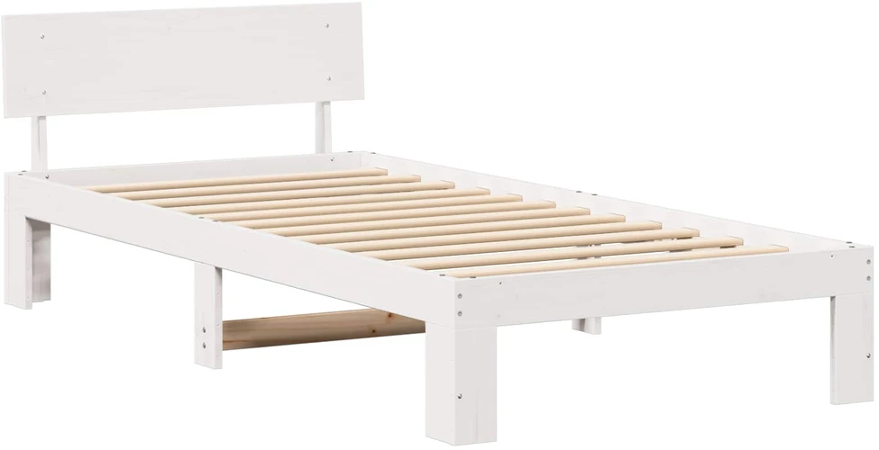 Lova Lovos rėmas Balta 90 x 200 cm Kietos pušies mediena