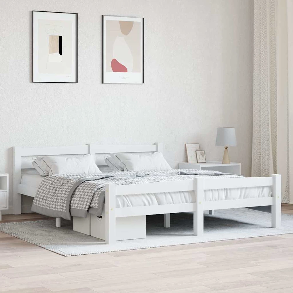 Lovos rėmas, baltas, 160x200cm, pušies medienos masyvas
