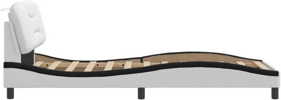 Lovos rėmas, baltas ir juodas, 90x200cm, dirbtinė oda