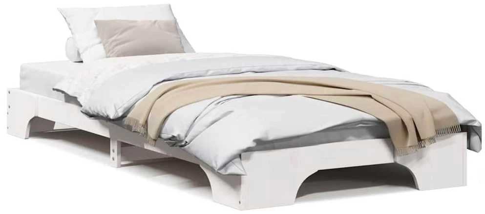 Lova Lovos rėmas Balta 75 x 190 cm Kietos pušies mediena