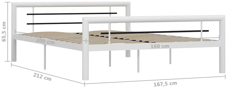Lovos rėmas, baltos ir juodos spalvos, 160x200cm, metalas