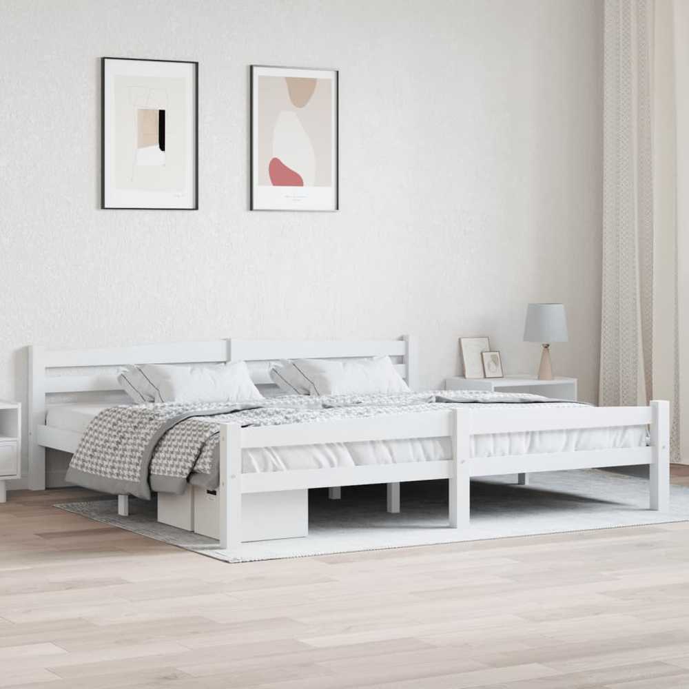 Lovos rėmas, baltos spalvos, 200x200cm, pušies medienos masyvas