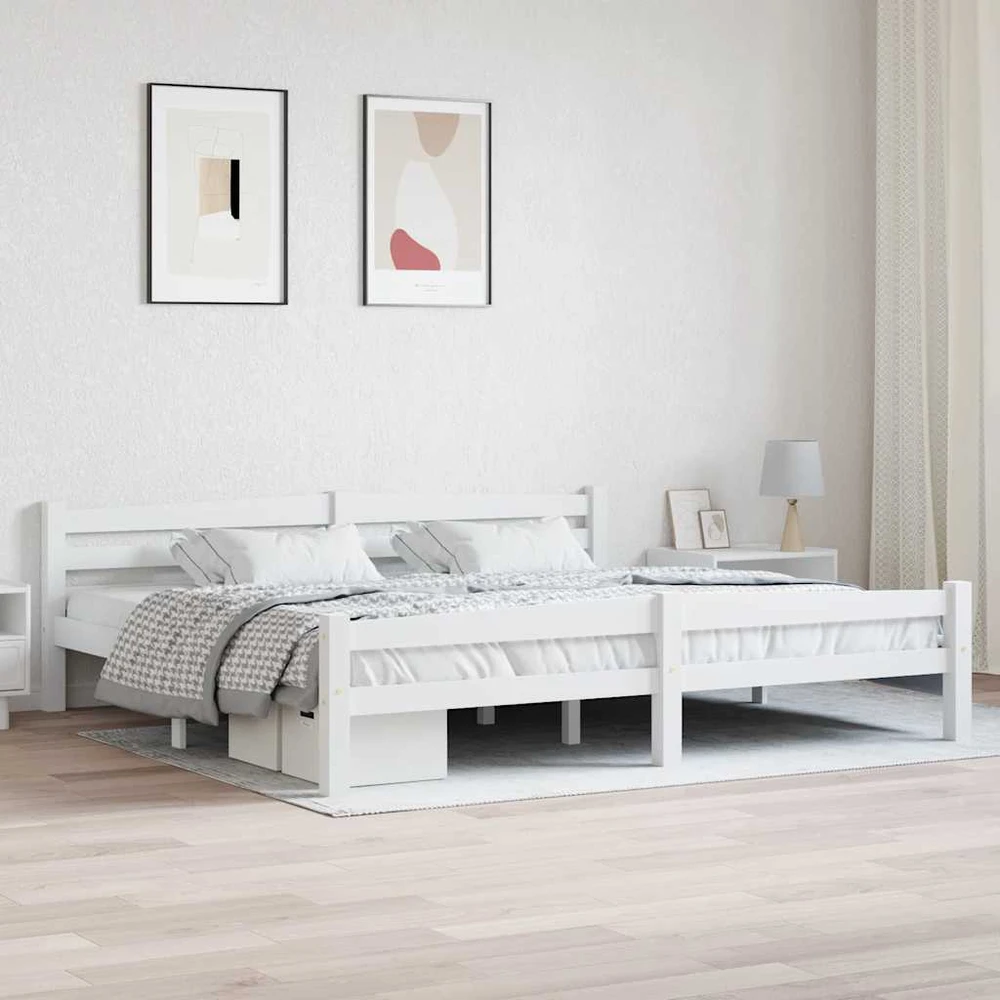 Lovos rėmas, baltos spalvos, 200x200cm, pušies medienos masyvas