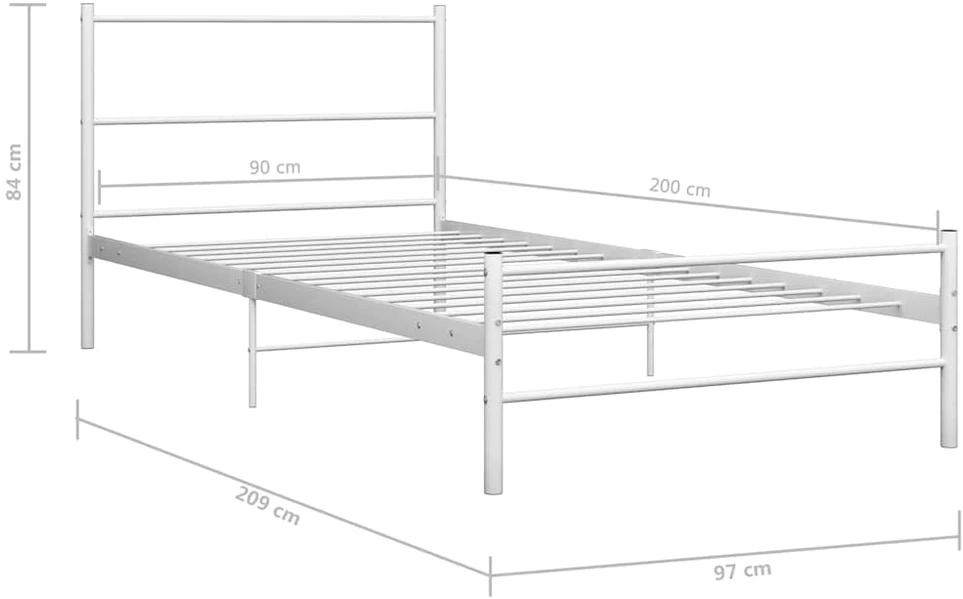 Lovos rėmas, baltos spalvos, 90x200cm, metalas