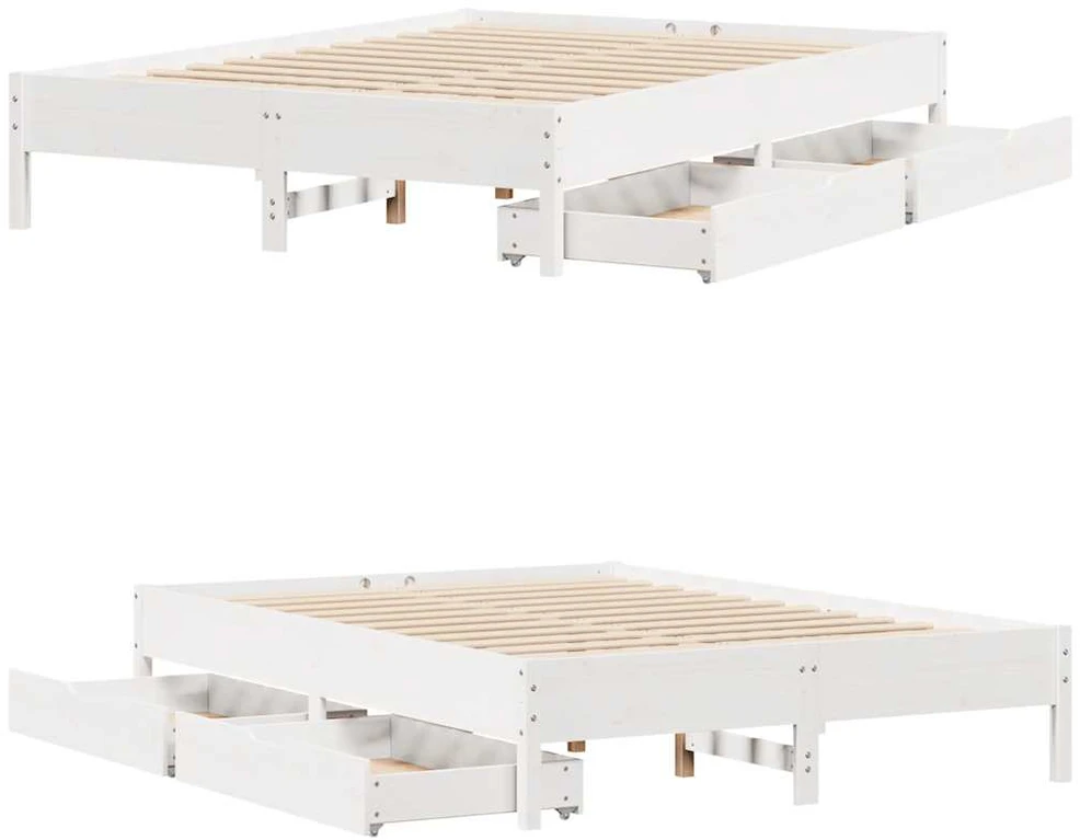 Lovos rėmas be čiužinio, baltas, 140x200cm, pušies masyvas