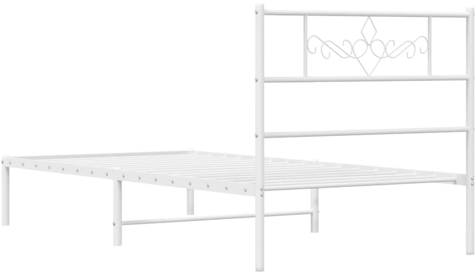 Metalinis lovos rėmas su galvūgaliu, baltos spalvos, 75x190cm