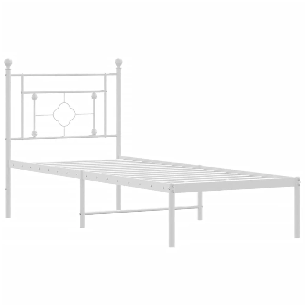 Metalinis lovos rėmas su galvūgaliu, baltos spalvos, 75x190cm