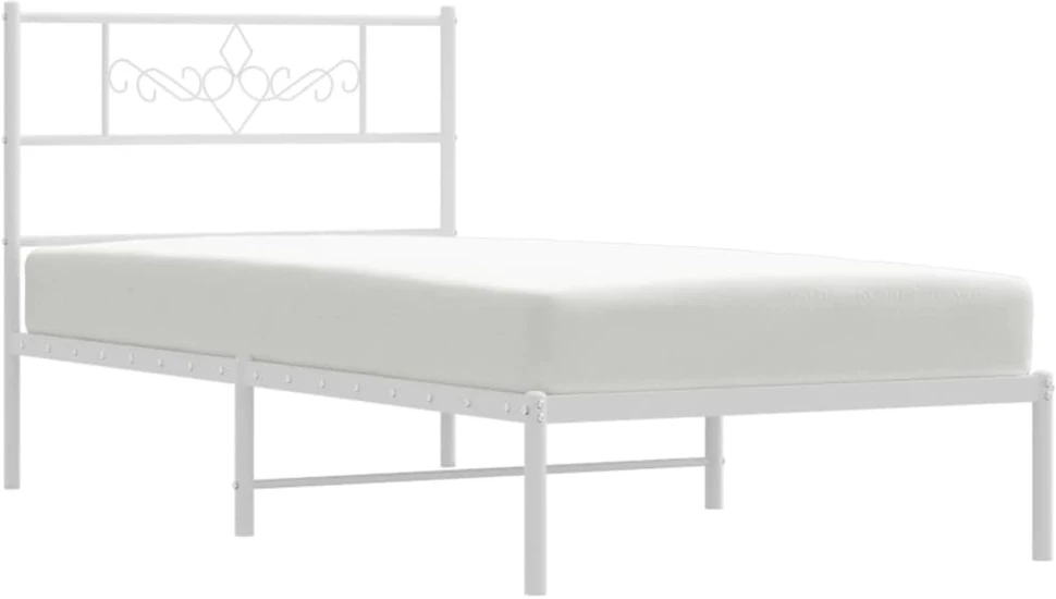 Metalinis lovos rėmas su galvūgaliu, baltos spalvos, 75x190cm