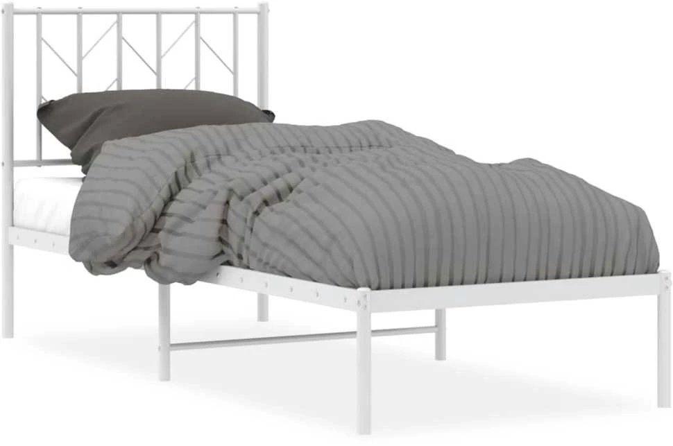 Lovos rėmas be čiužinio, baltas, 75x190cm, metalas