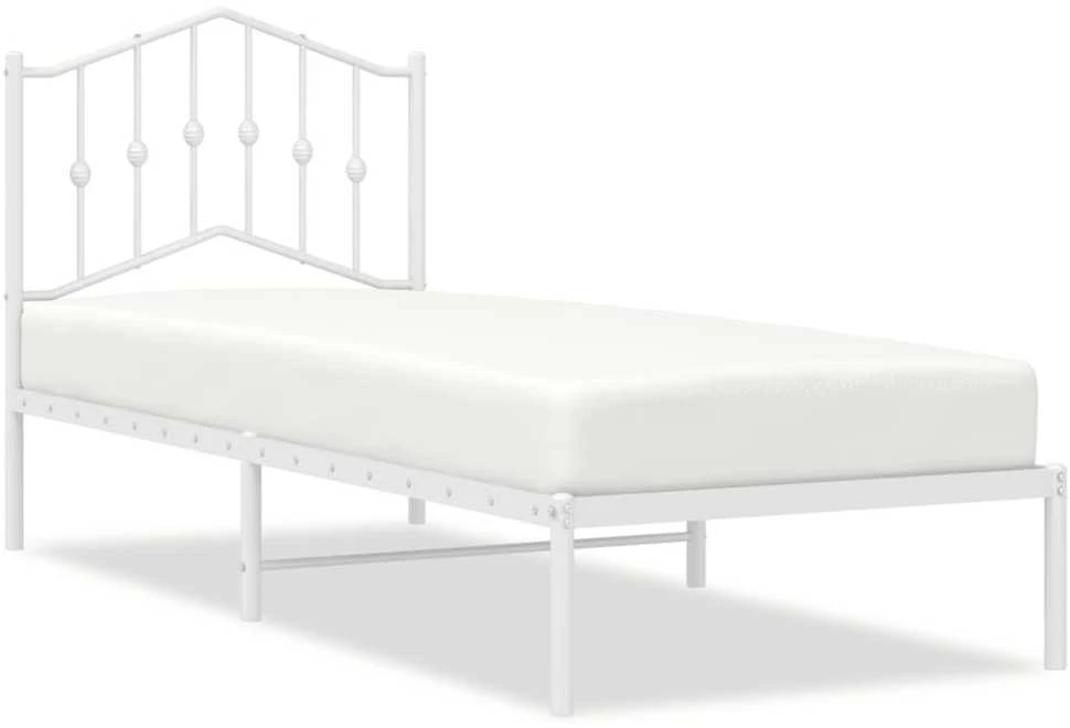 Metalinis lovos rėmas su galvūgaliu, baltos spalvos, 75x190cm