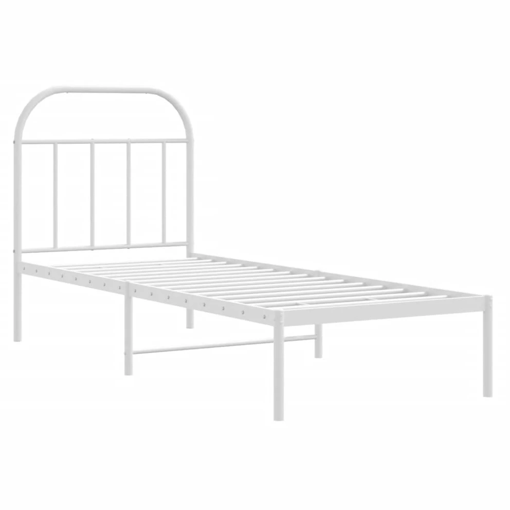 Metalinis lovos rėmas su galvūgaliu, baltos spalvos, 75x190cm