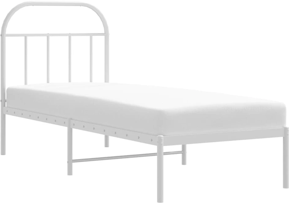 Metalinis lovos rėmas su galvūgaliu, baltos spalvos, 75x190cm