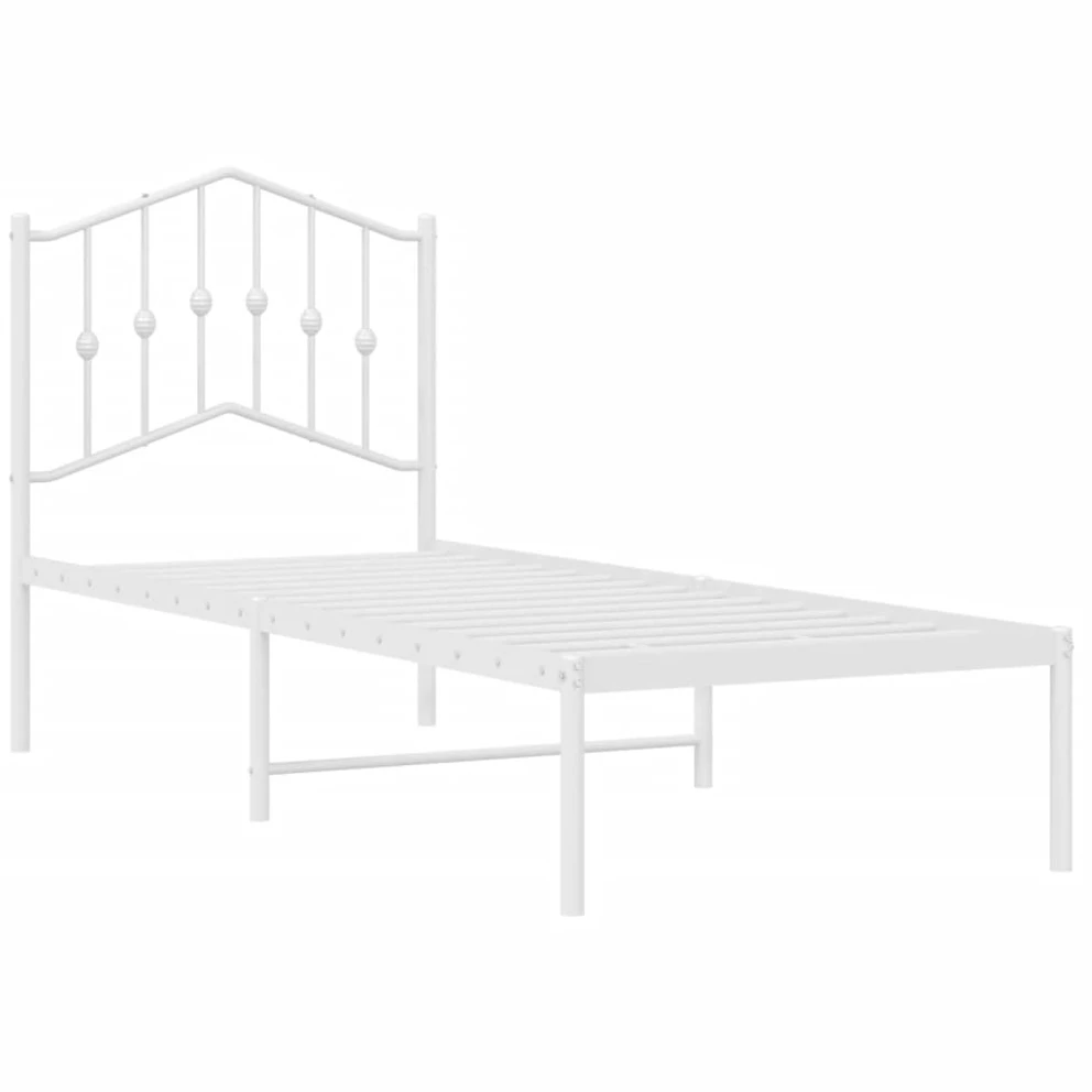 Metalinis lovos rėmas su galvūgaliu, baltos spalvos, 75x190cm