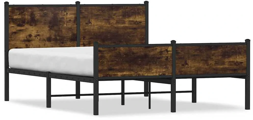 Lovos rėmas be čiužinio, dūminio ąžuolo, 140x190cm, metalas
