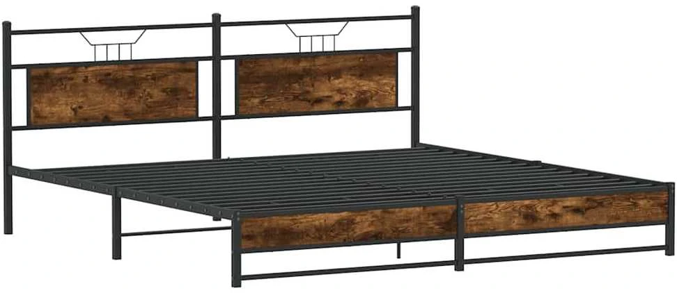 Lovos rėmas be čiužinio, dūminio ąžuolo, 200x200cm, metalas