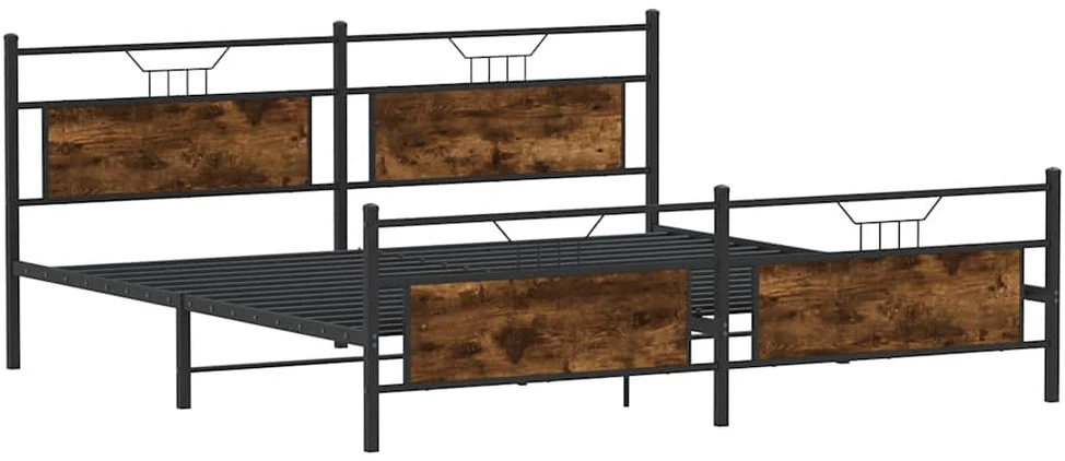 Lovos rėmas be čiužinio, dūminio ąžuolo, 200x200cm, metalas