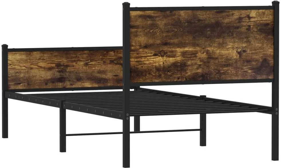 Lovos rėmas be čiužinio, dūminio ąžuolo, 75x190cm, metalas