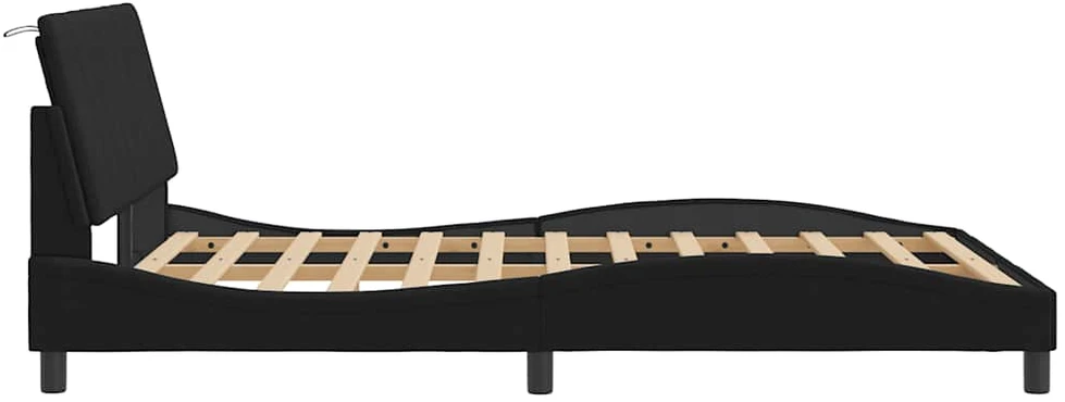 Lovos rėmas su galvūgaliu, juodos spalvos, 120x200cm, aksomas
