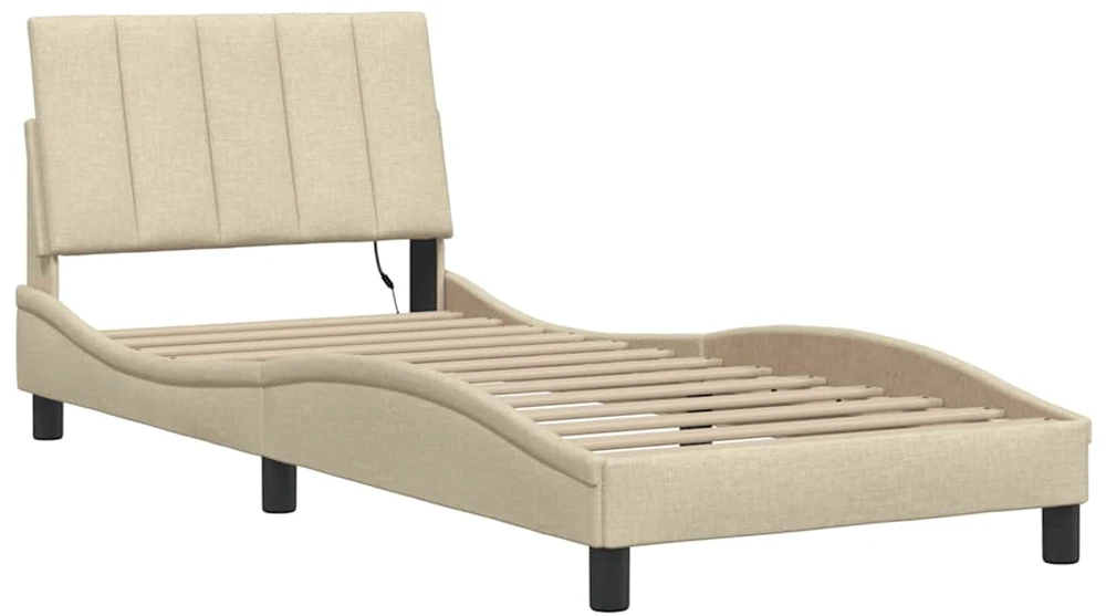 Lovos rėmas be čiužinio, Hanko, kreminis, 90x190 cm, audinys