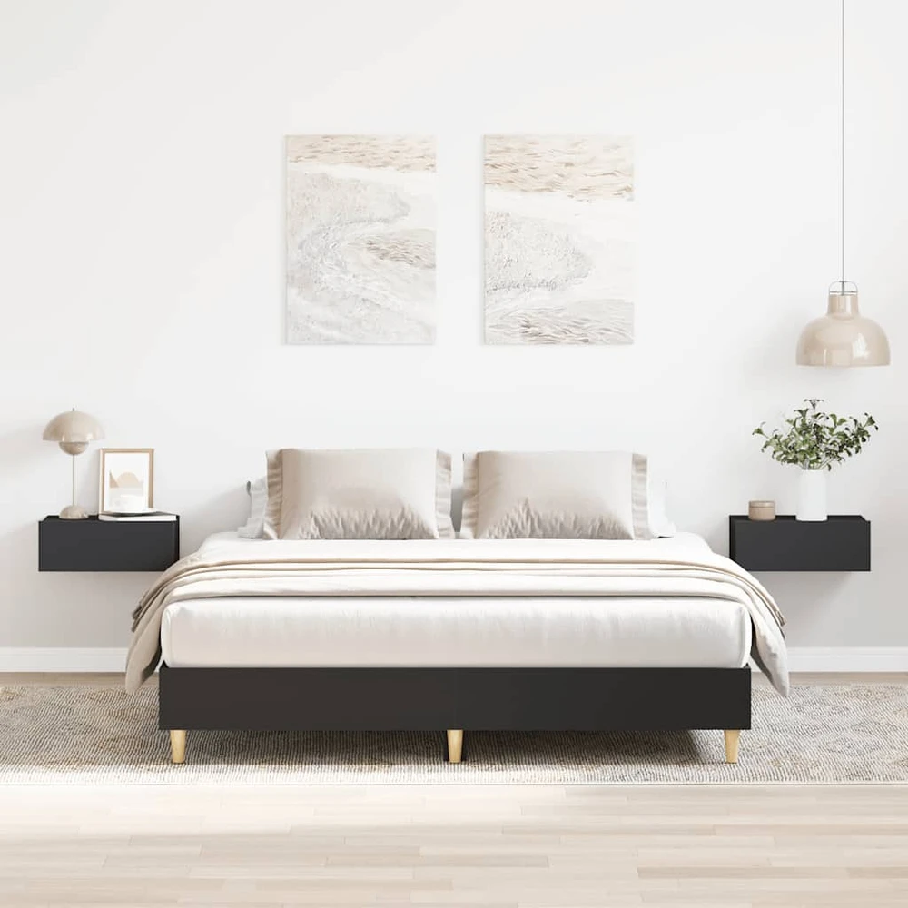Lovos rėmas be čiužinio, juodos, 140x200 cm, apdirbta mediena