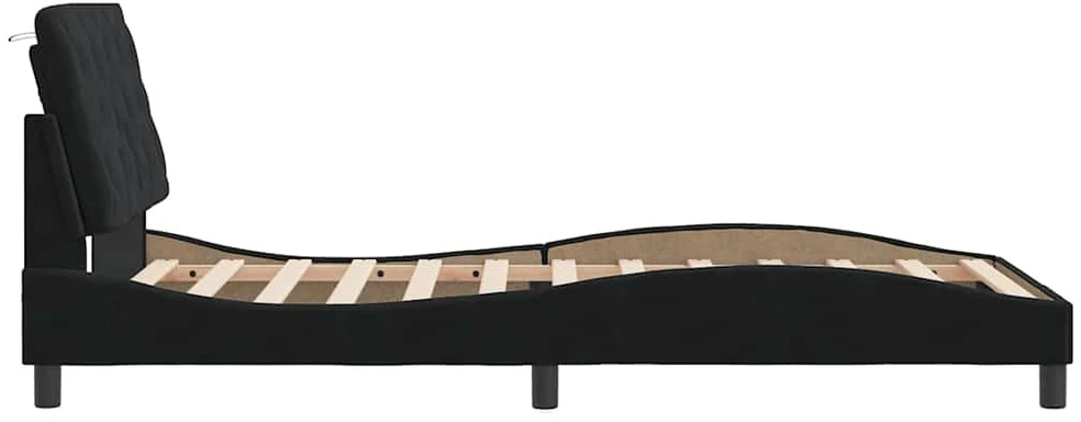 Lovos rėmas be čiužinio, juodos spalvos, 100x200cm, aksomas
