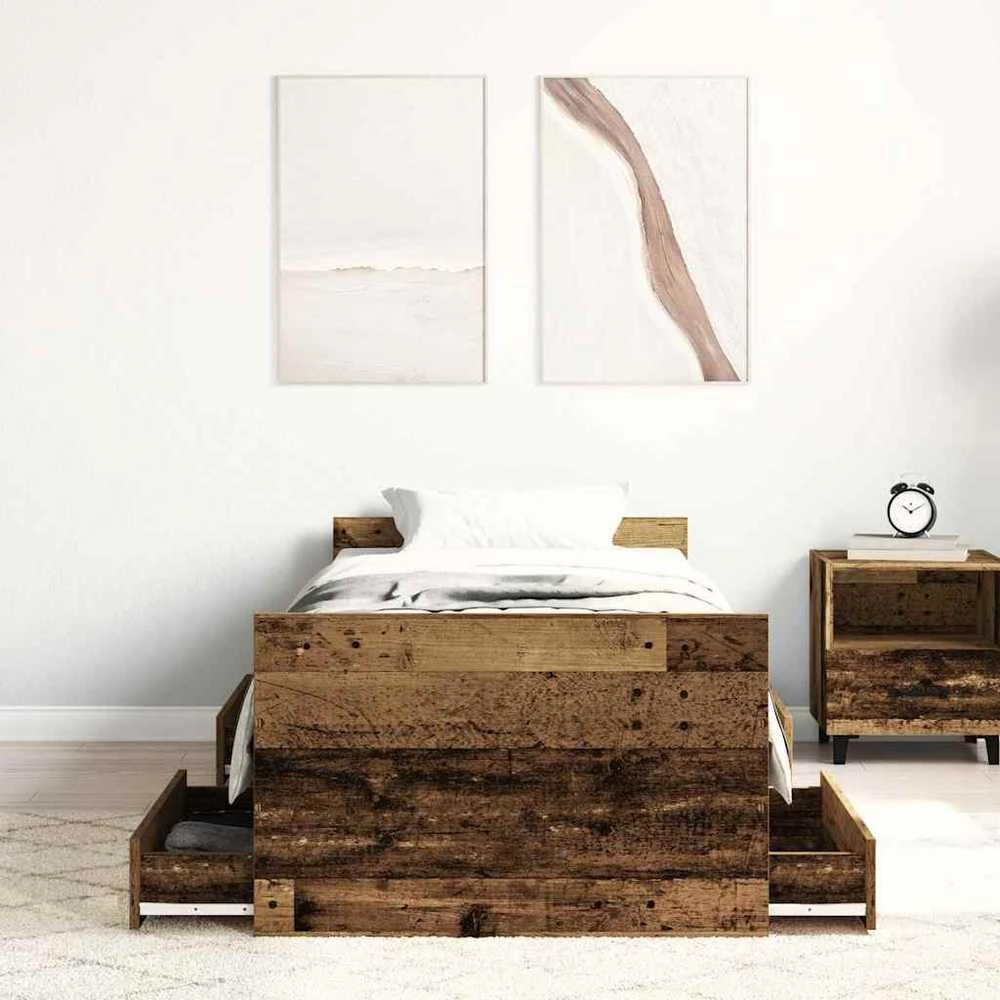 Lovos rėmas be čiužinio, medienos dizaino, 100x200 cm