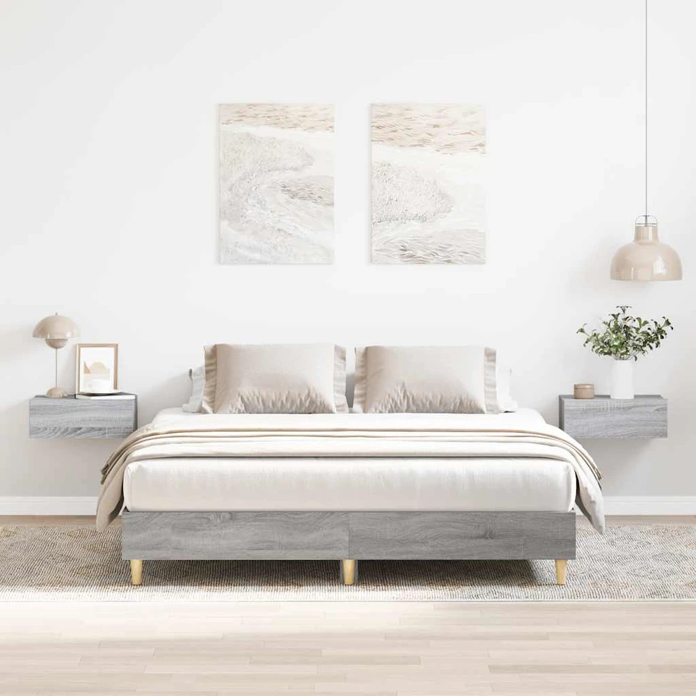 Lovos rėmas be čiužinio, pilkos ąžuolo, 140x200 cm, mediena