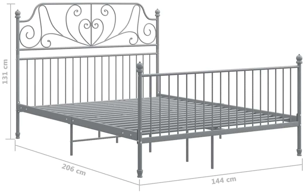 Lovos rėmas, pilkos spalvos, 140x200cm, metalas