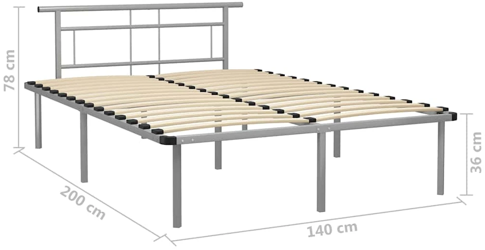Lovos rėmas, pilkos spalvos, 140x200cm, metalas