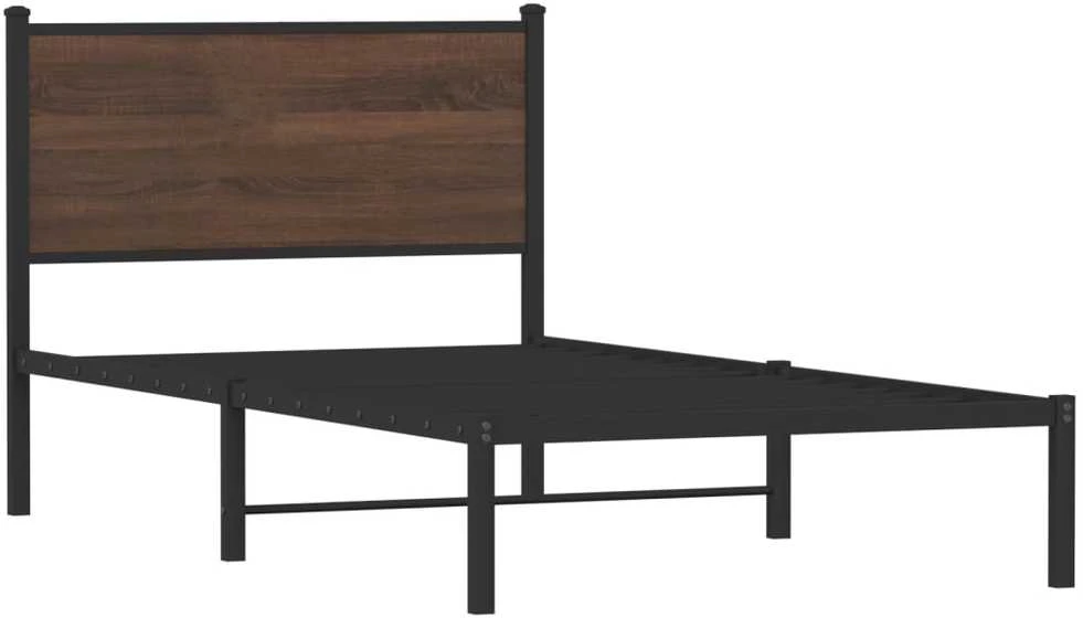 Lovos rėmas be čiužinio, rudas ąžuolo, 100x200cm, metalas