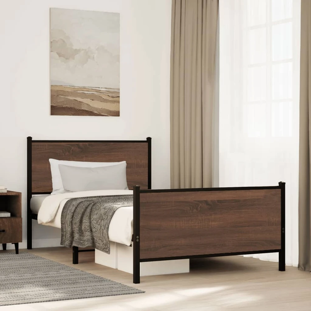 Lova Lovos rėmas be čiužinio, rudas ąžuolo, 107x203cm, metalas