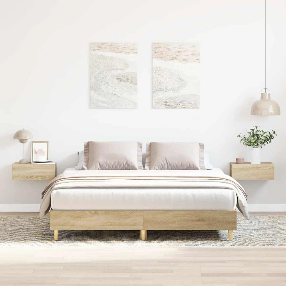 Lovos rėmas be čiužinio, sonoma, 150x200cm, apdirbta mediena