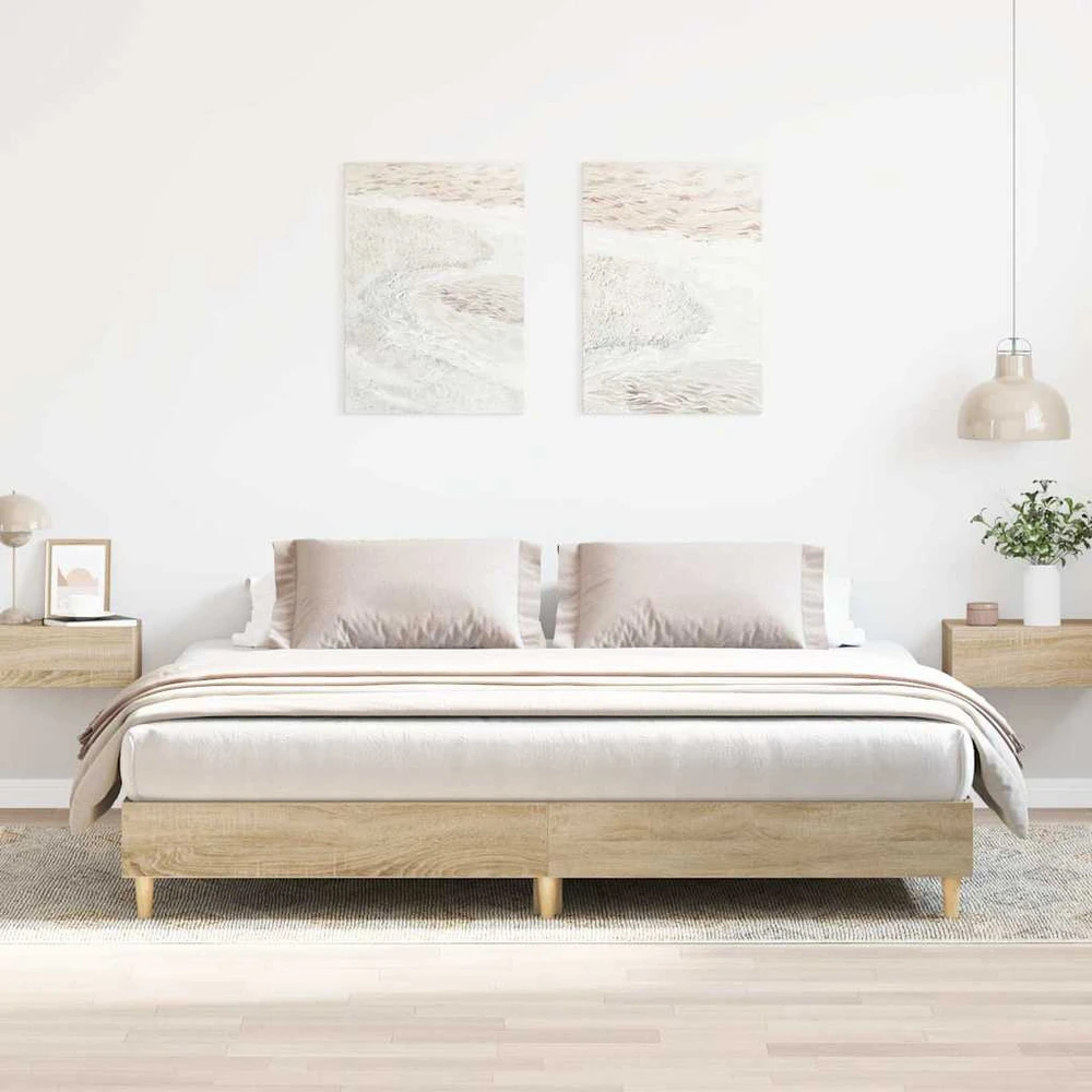 Lovos rėmas be čiužinio, sonoma, 160x200cm, apdirbta mediena