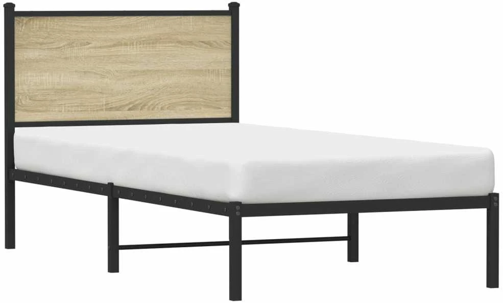 Lovos rėmas be čiužinio, sonoma ąžuolo, 90x190cm, metalas
