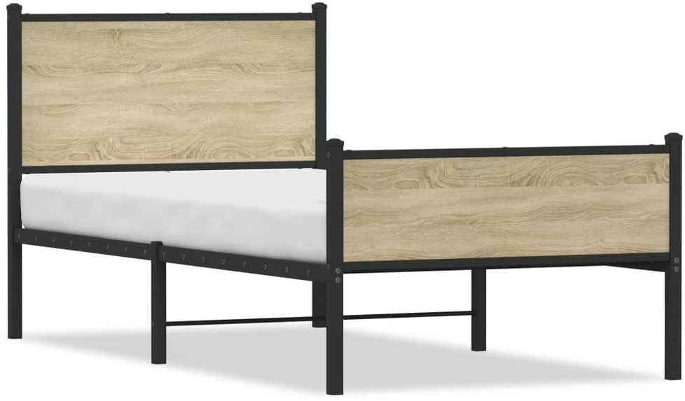 Lovos rėmas be čiužinio, sonoma ąžuolo, 75x190cm, metalas