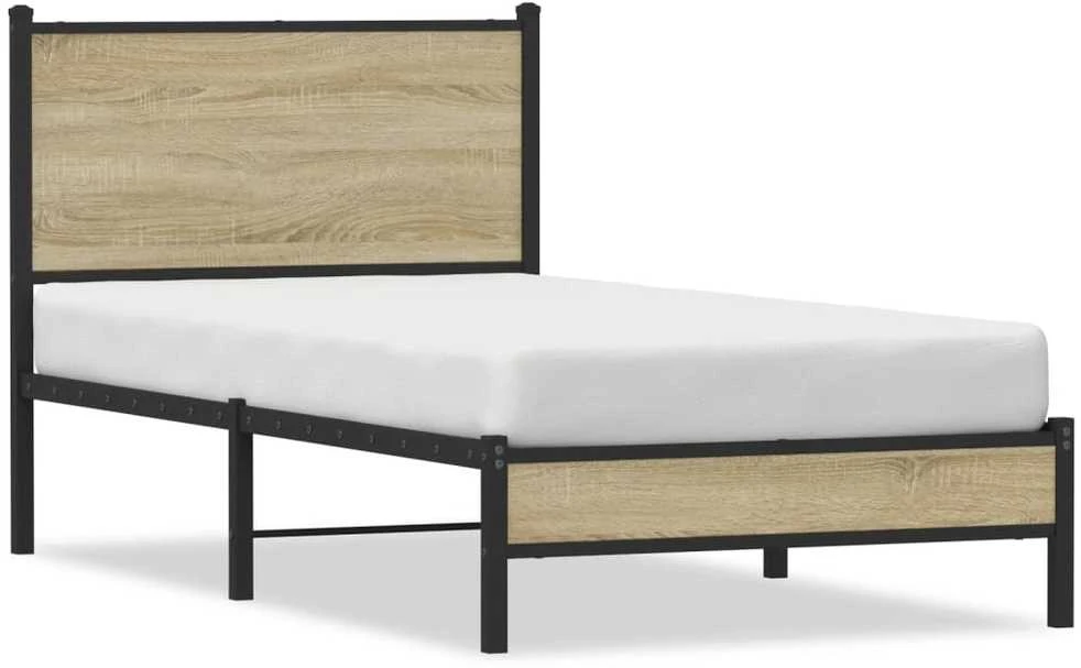 Lovos rėmas be čiužinio, sonoma ąžuolo, 75x190cm, metalas