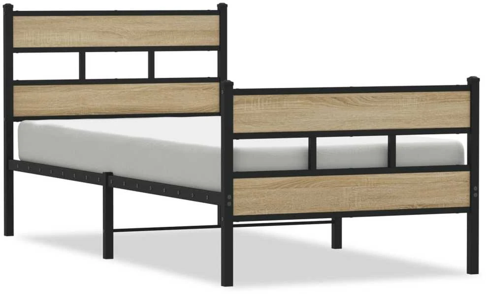 Lovos rėmas be čiužinio, sonoma ąžuolo, 90x190cm, metalas