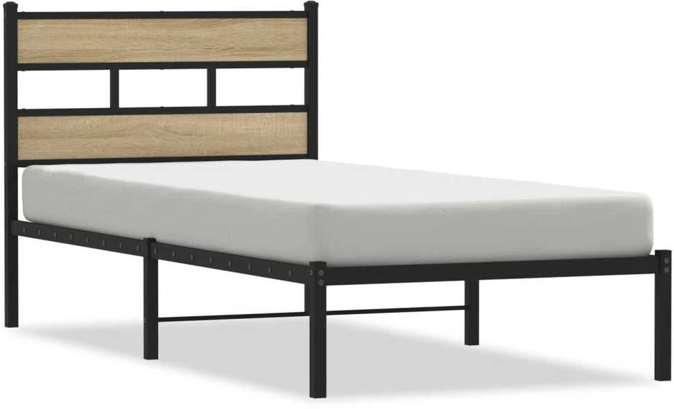 Lovos rėmas be čiužinio, sonoma ąžuolo, 75x190cm, metalas