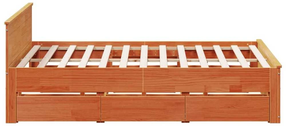 Lovos rėmas be čiužinio su galvūgaliu, rudas, 200x200cm, pušis