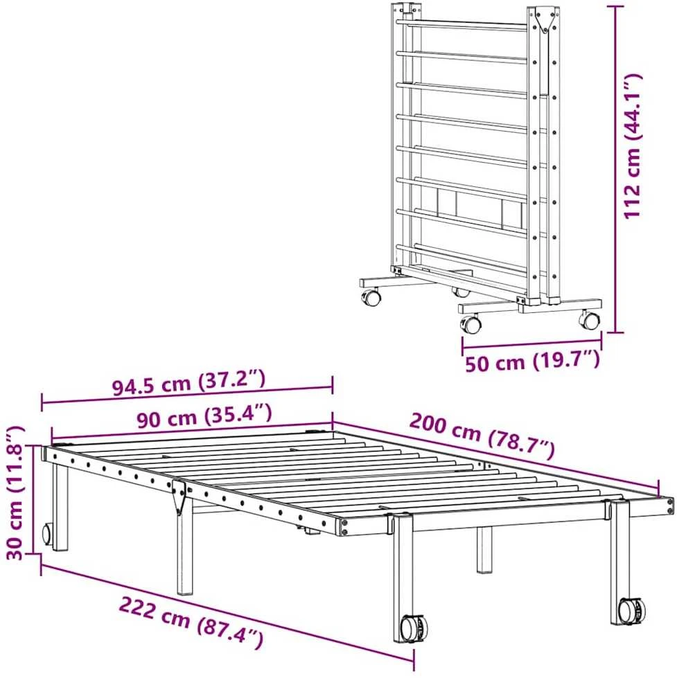 lovos rėmas be čiužinio Sulankstomas baltas 90x200 cm plienas
