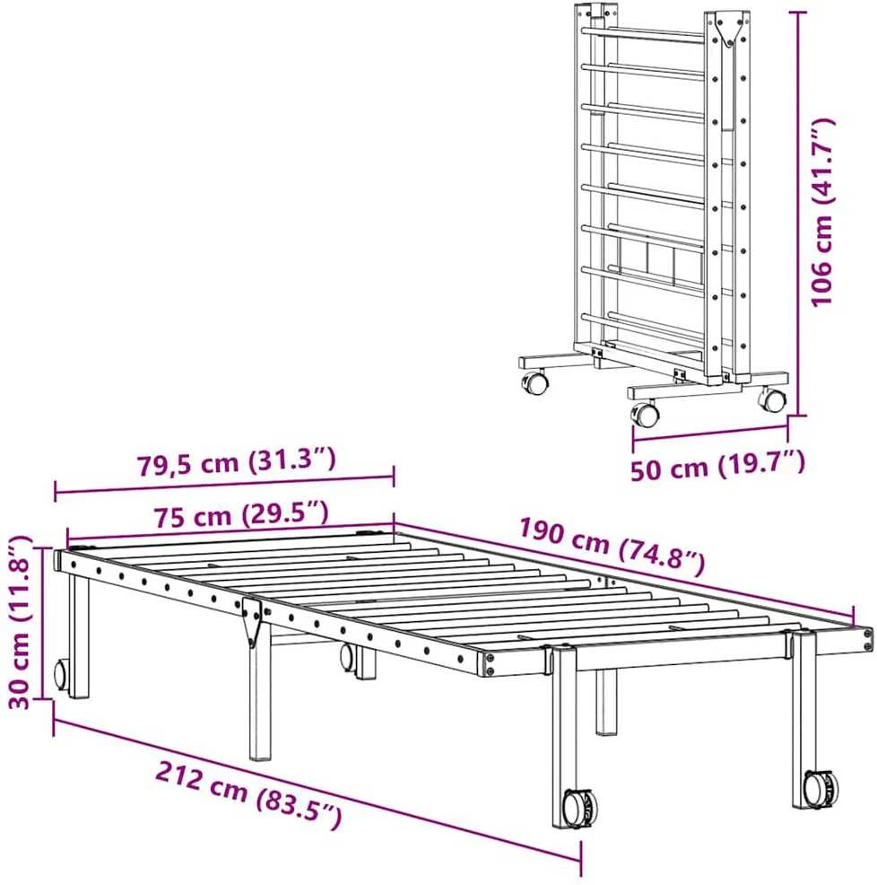 Lova Lovos rėmas be čiužinio Sulankstomas baltas 75x190 cm Plienas