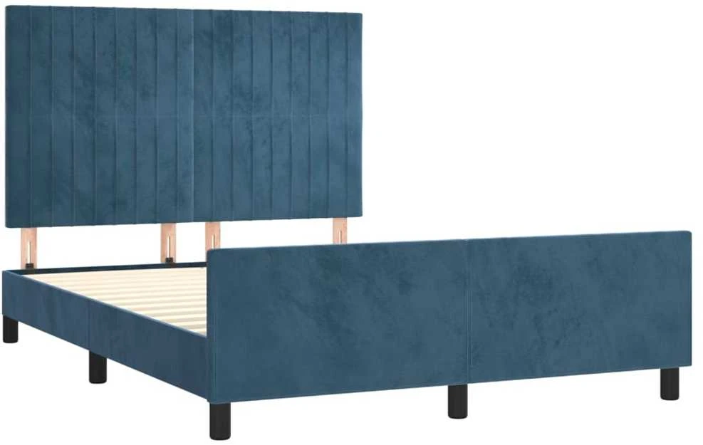 Lovos rėmas be čiužinio tamsiai mėlynas 140x190 cm aksomas