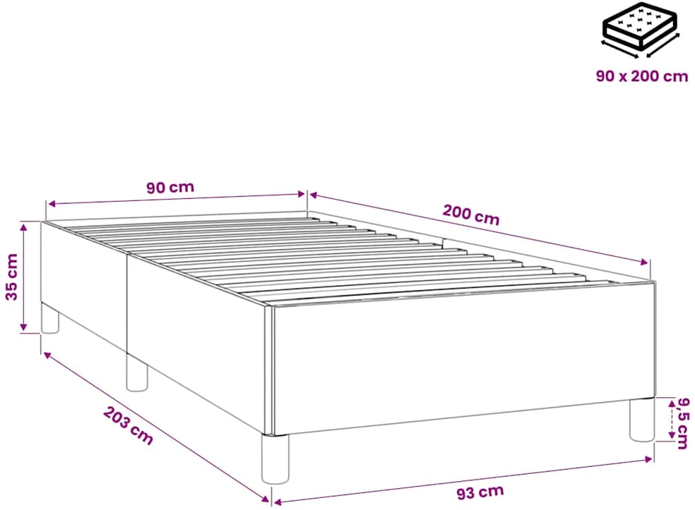 Lovos rėmas be čiužinio tamsiai mėlynas 90x200 cm aksomas