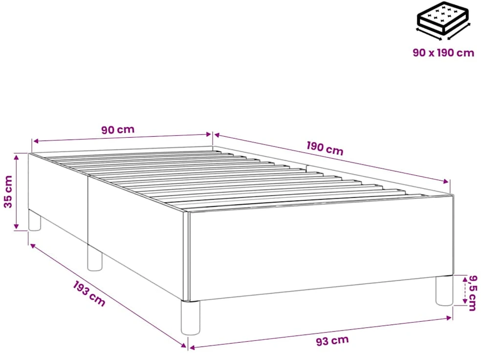 Lovos rėmas be čiužinio tamsiai mėlynas 90x190 cm aksomas