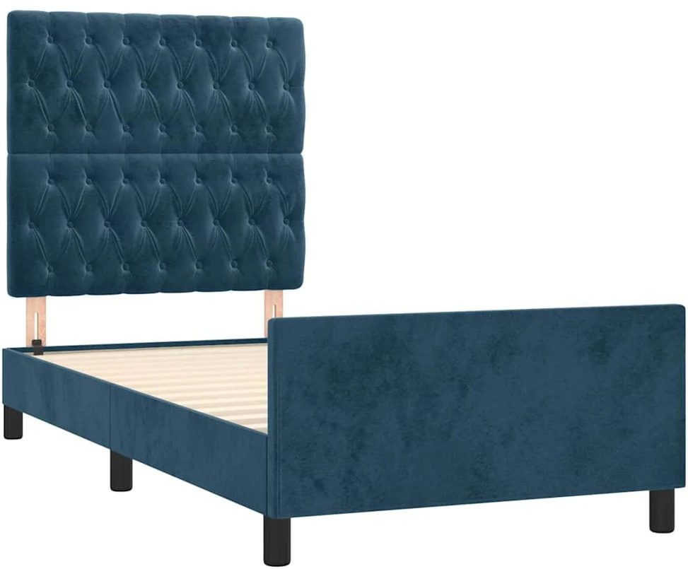 Lovos rėmas be čiužinio tamsiai mėlynas 90x190 cm aksomas