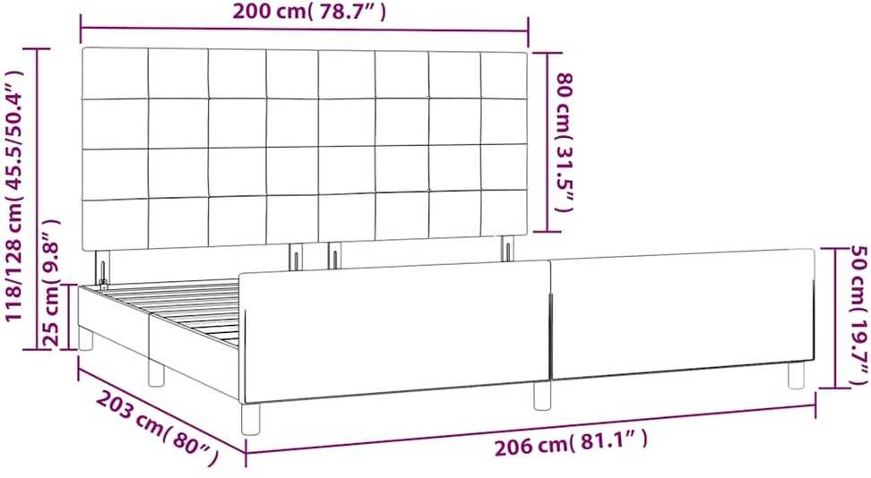 Lovos rėmas be čiužinio tamsiai mėlynas 200x200 cm aksomas